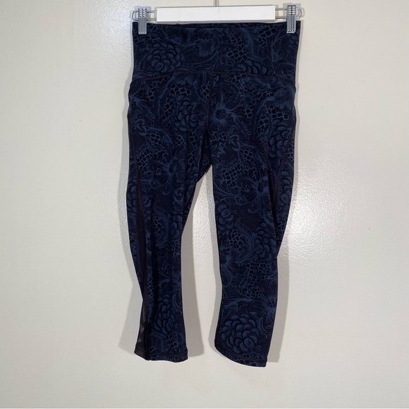 Lululemon Crop Full On Luxtreme Nouveau Mach Blue Black 6 - Picture 2 of 14